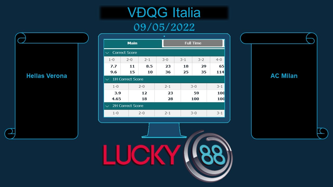 LUCKY88 Hellas Verona vs AC Milan , Soi kèo bóng đá hôm nay 09/05/2022, VĐQG Italia