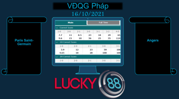 LUCKY88 Paris Saint-Germain vs Angers  , Soi kèo bóng đá hôm nay 16/10/2021, VĐQG Pháp