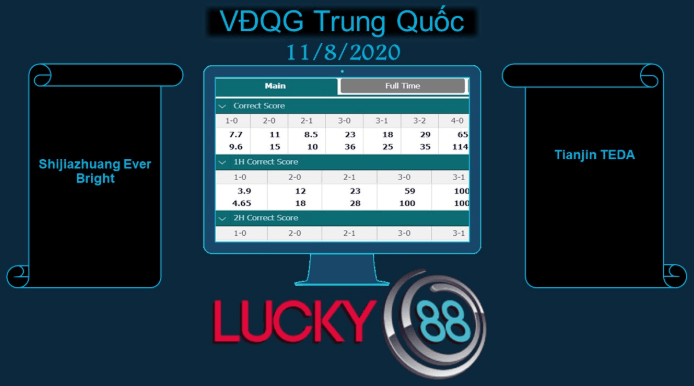 LUCKY88 Shijiazhuang Ever Bright vs Tianjin TEDA , Soi kèo bóng đá hôm nay 11/08/2020, VĐQG Trung Quốc