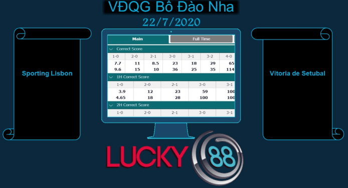 LUCKY88 Sporting Lisbon vs Vitória de Setúbal , Soi kèo bóng đá hôm nay 22/07/2020, VĐQG Bồ Đào Nha