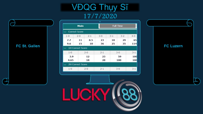 LUCKY88 FC St. Gallen 1879 vs FC Luzern , Soi kèo bóng đá hôm nay 17/07/2020, VĐQG Thụy Sĩ