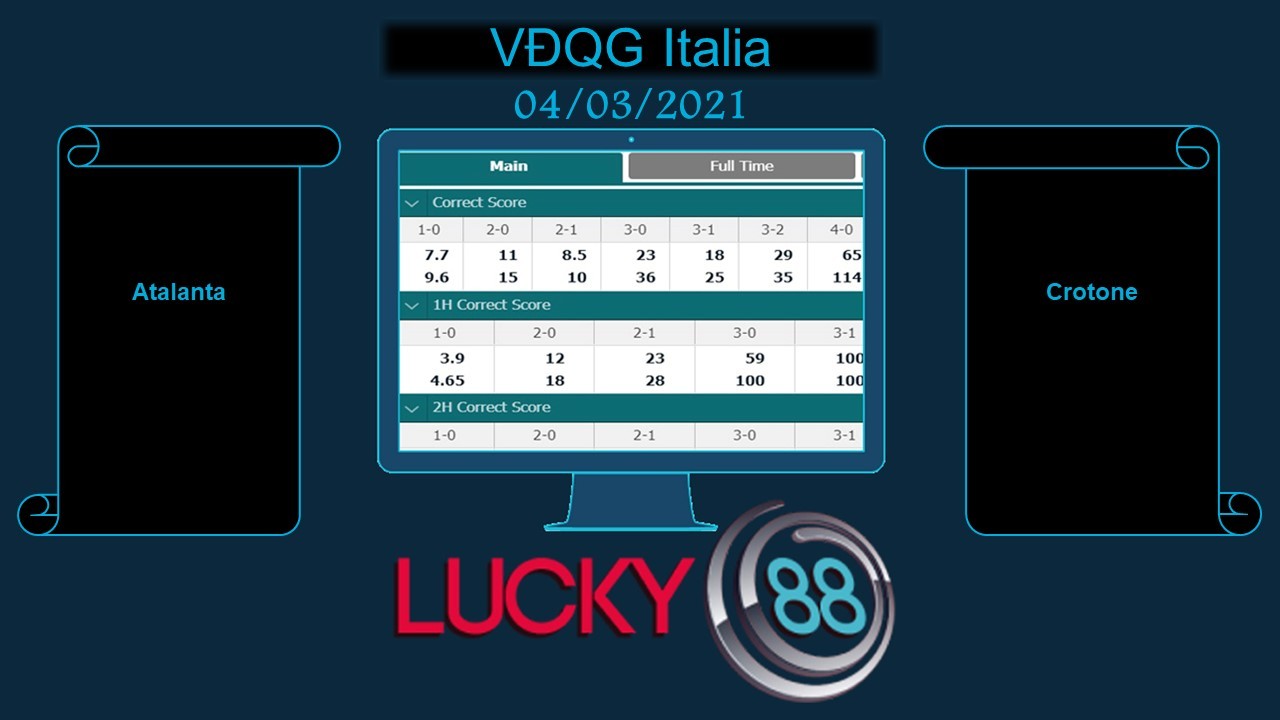 LUCKY88 Atalanta vs Crotone , Soi kèo bóng đá hôm nay 04/03/2021, VĐQG Italia