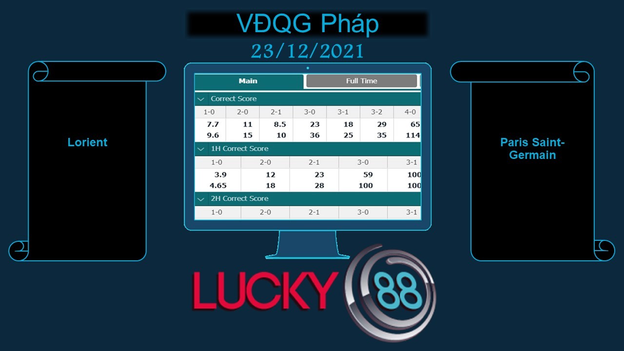 LUCKY88 Lorient vs Paris Saint-Germain , Soi kèo bóng đá hôm nay 23/12/2021, VĐQG Pháp