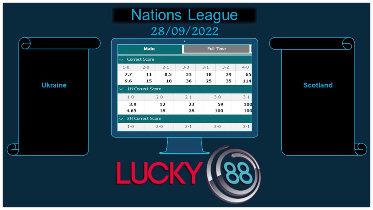 LUCKY88 Ukraine vs Scotland , Soi kèo bóng đá hôm nay 28/09/2022, Nations League