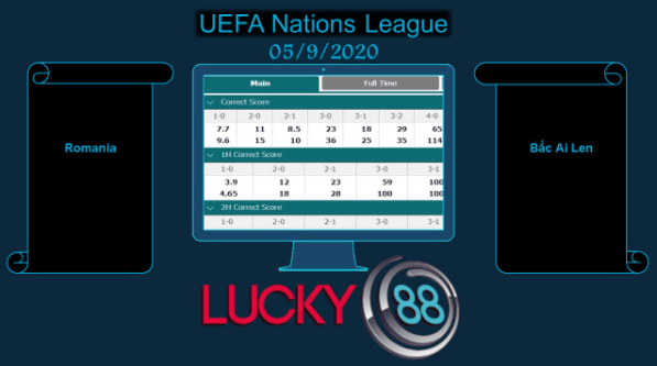 LUCKY88 Romania vs Bắc Ai Len , Soi kèo bóng đá hôm nay 05/09/2020, UEFA Nations League
