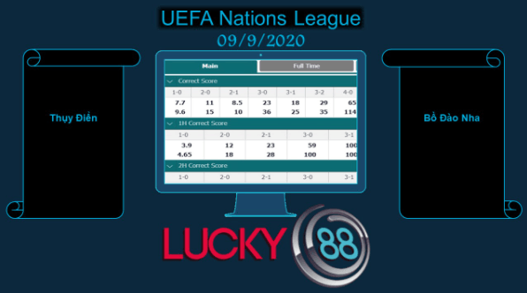 LUCKY88 Thụy Điển vs Bồ Đào Nha , Soi kèo bóng đá hôm nay 09/09/2020,   UEFA Nations League